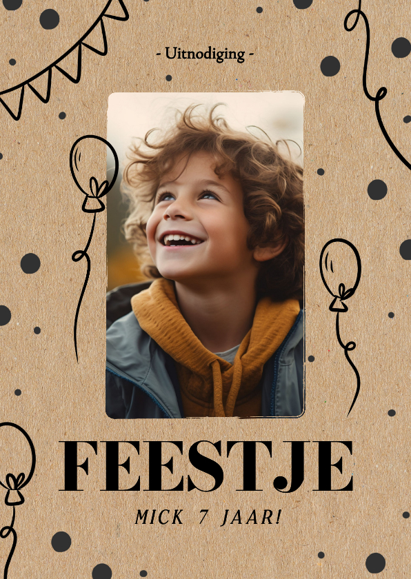 Foto uitnodiging kinderfeestje kraft met ballonnen - Kinderfeestjes Kinderfeestjes - Foto uitnodiging kinderfeestje kraft met ballonnen