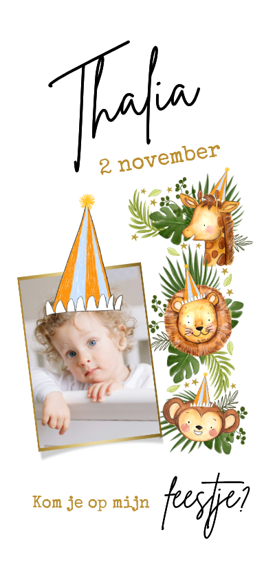 Kinderfeestjes - Hoge boog kinderfeestje 1 jaar jungle aap giraf leeuw foto