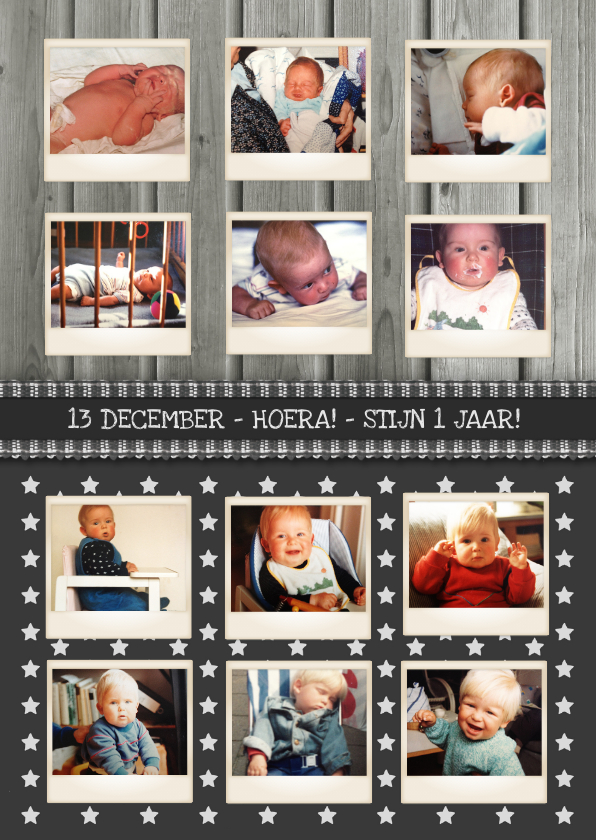 Jaarkaart 12 Maanden Ster Hout - Kinderfeestjes Kinderfeestjes - Jaarkaart 12 Maanden Ster Hout