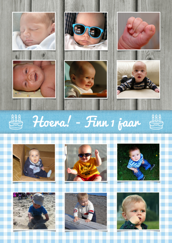 Jaarkaart Hout Blauw Jongen - Kinderfeestjes Kinderfeestjes - Jaarkaart Hout Blauw Jongen