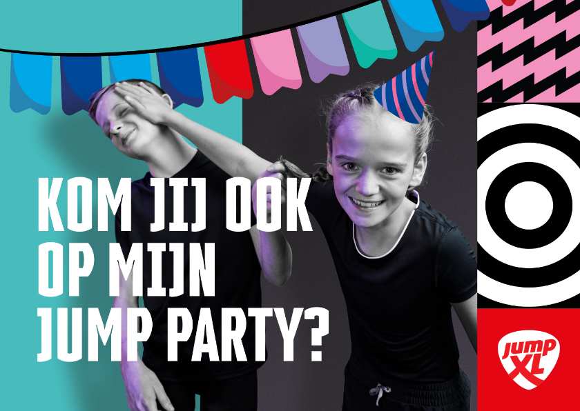 Jump XL kinderfeestje uitnodiging Jongen/Meisje - Kinderfeestjes Kinderfeestjes - Jump XL kinderfeestje uitnodiging Jongen/Meisje