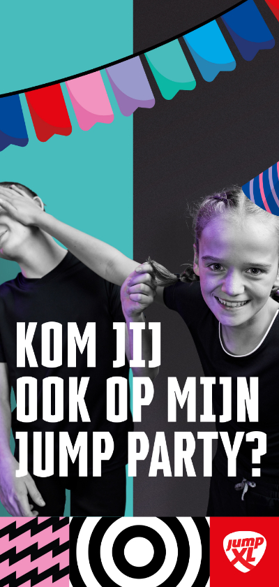 Jump XL uitnodiging JumpParty Jongen/Meisje - Kinderfeestjes Kinderfeestjes - Jump XL uitnodiging JumpParty Jongen/Meisje