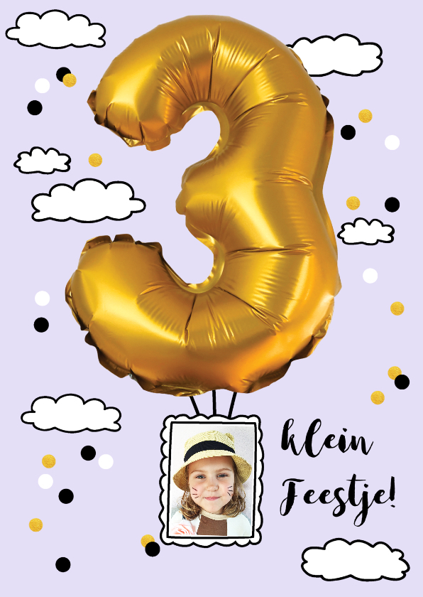 Kinderfeestje 3 jaar ballon goud voor jongen of meisje - Kinderfeestjes Kinderfeestjes - Kinderfeestje 3 jaar ballon goud voor jongen of meisje