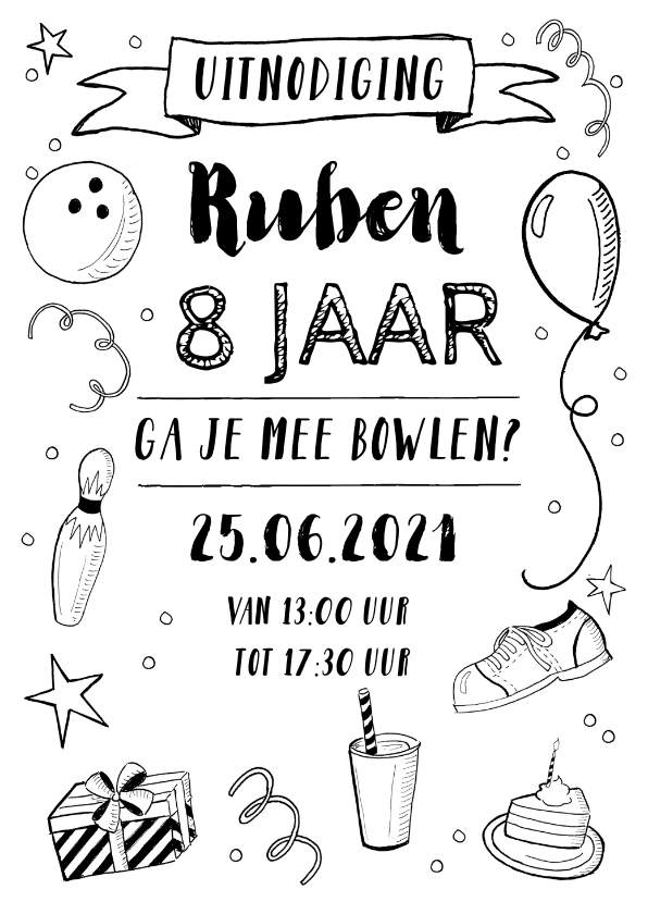 Kinderfeestjes - Kinderfeestje bowlen zwart wit stoer