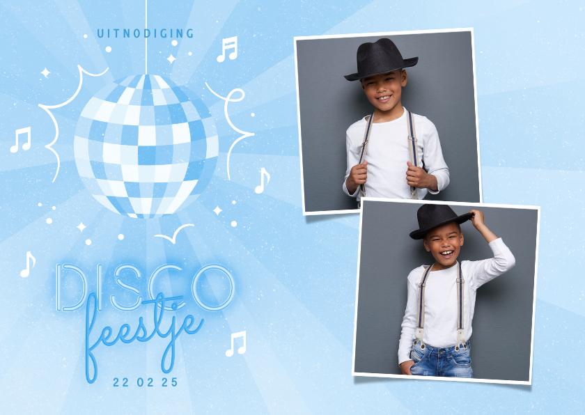 Kinderfeestjes - Kinderfeestje disco met discobal foto's en neon tekst