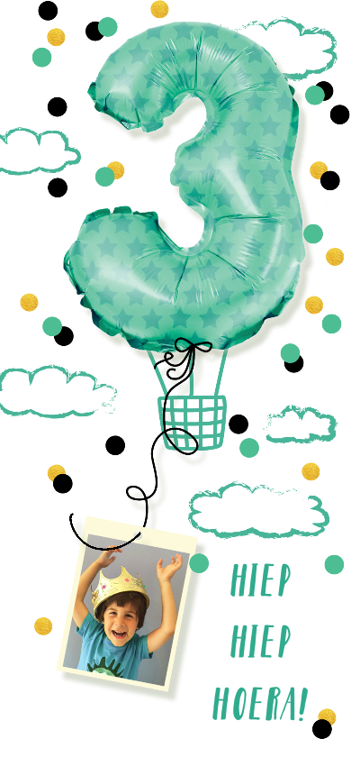 Kinderfeestje drie jaar jongen luchtballon confetti - Kinderfeestjes Kinderfeestjes - Kinderfeestje drie jaar jongen luchtballon confetti