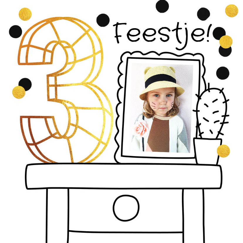kinderfeestje drie jaar voor meisje of jongen met gouden 3 - Kinderfeestjes Kinderfeestjes - kinderfeestje drie jaar voor meisje of jongen met gouden 3