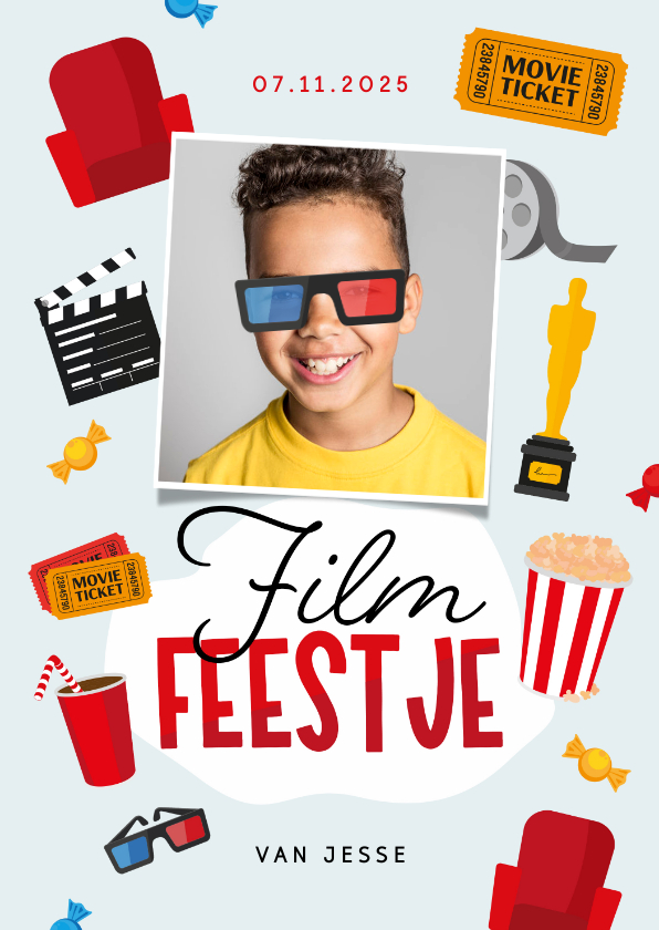 Kinderfeestjes - Kinderfeestje filmfeestje bioscoop popcorn 3d bril foto