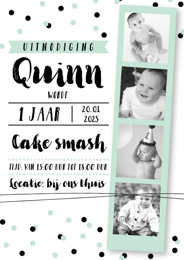 Kinderfeestjes - Kinderfeestje fotostrip cake smash mint 