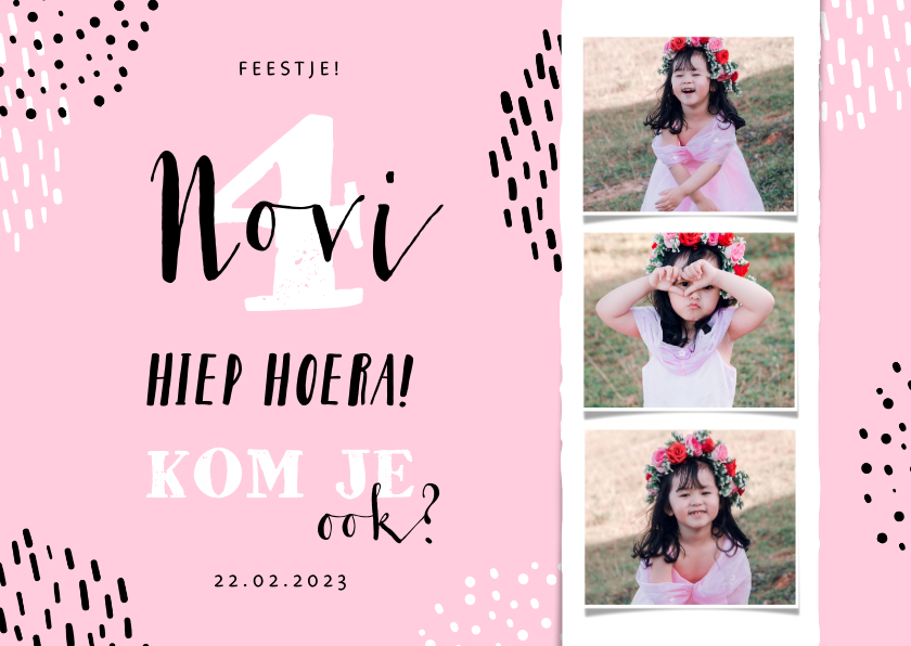 Kinderfeestjes - Kinderfeestje fotostrip met confetti aanpasbaar