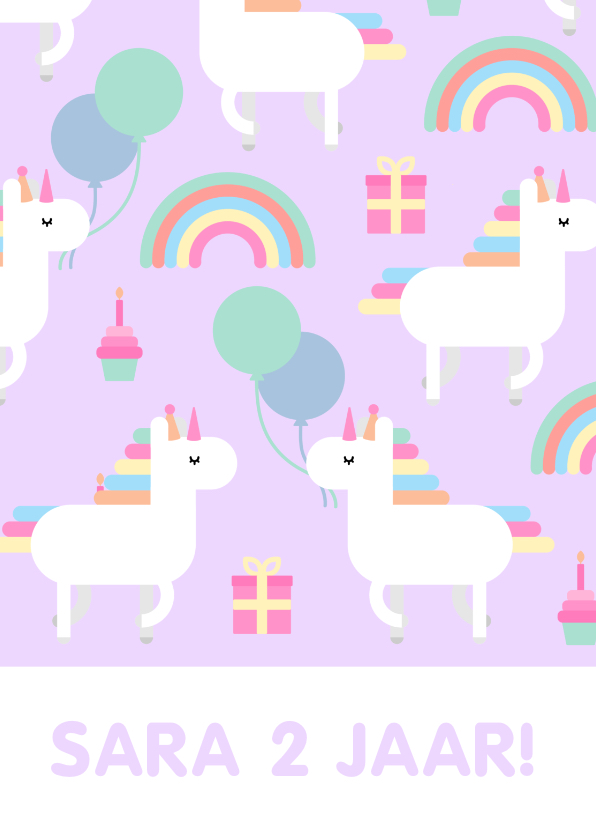 Kinderfeestje kaart met feestende unicorns - Kinderfeestjes Kinderfeestjes - Kinderfeestje kaart met feestende unicorns