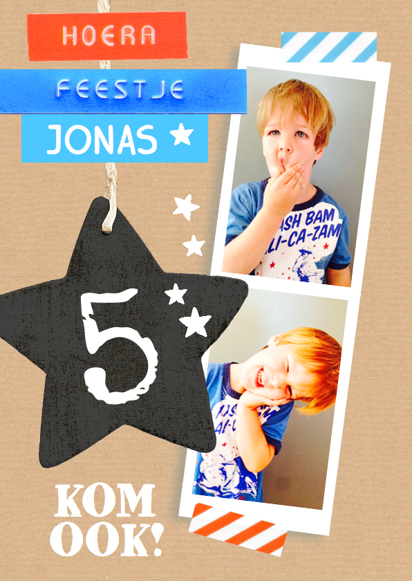 Kinderfeestje karton ster Jonas - Kinderfeestjes Kinderfeestjes - Kinderfeestje karton ster Jonas