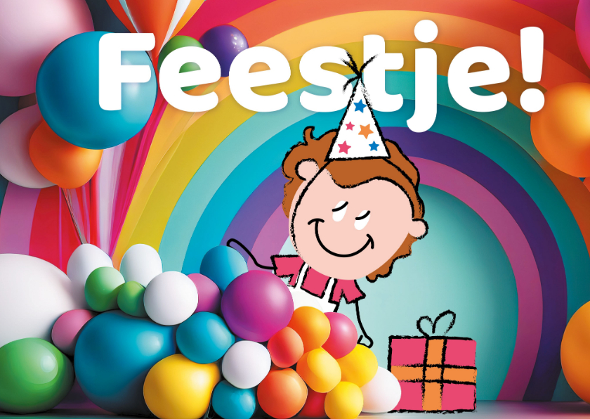 Kinderfeestjes - Kinderfeestje kleuren feesthoedje regenboog cadeautje