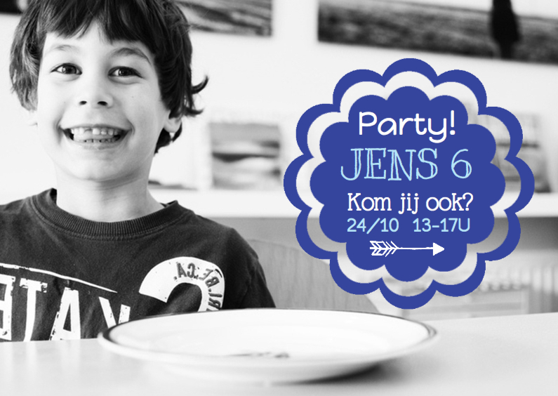 Kinderfeestje label hippe fotokaart - Kinderfeestjes Kinderfeestjes - Kinderfeestje label hippe fotokaart