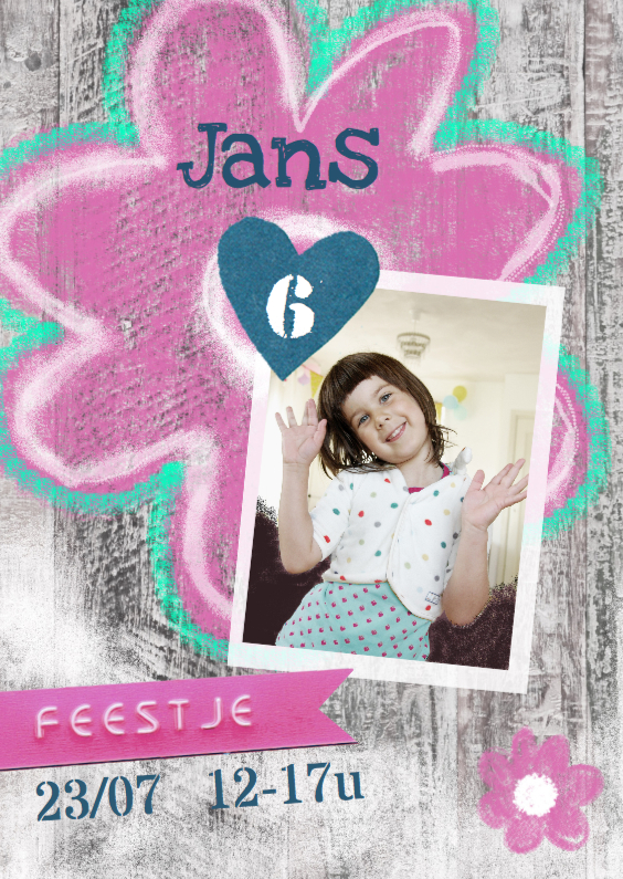 Kinderfeestje meisje bloem op hout - Kinderfeestjes Kinderfeestjes - Kinderfeestje meisje bloem op hout