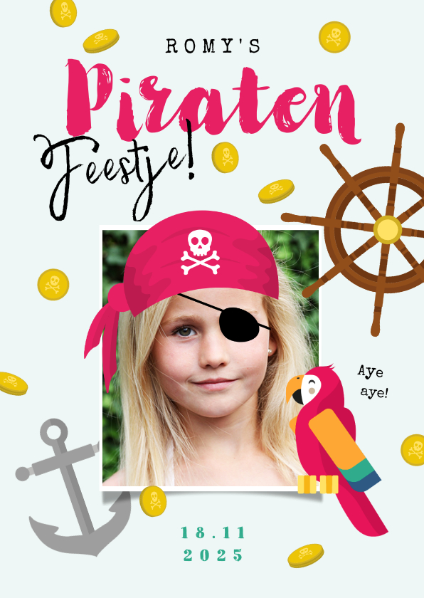 Kinderfeestjes - Kinderfeestje meisje stoer piratenfeest piraat schatzoeken