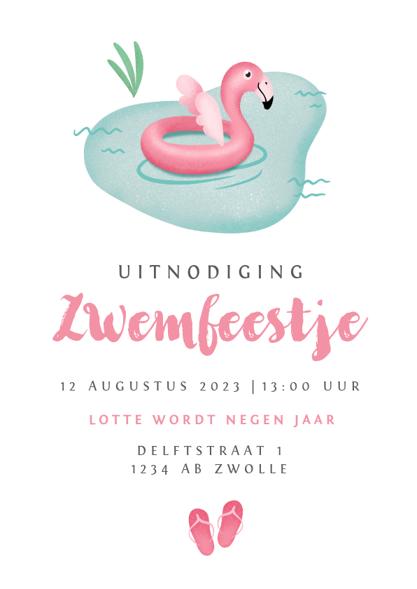 Kinderfeestjes - kinderfeestje meisje zwemfeestje flamingo zwembad