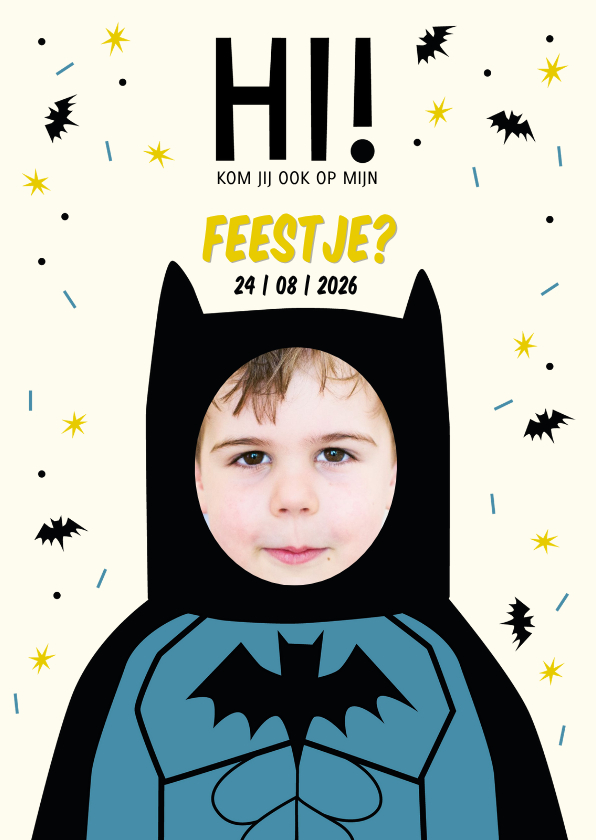 Kinderfeestje superheld Batman met eigen foto - Kinderfeestjes Kinderfeestjes - Kinderfeestje superheld Batman met eigen foto