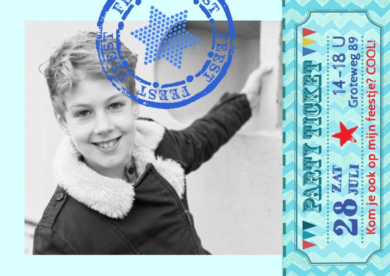 Kinderfeestje ticket uitnodiging boy - Kinderfeestjes Kinderfeestjes - Kinderfeestje ticket uitnodiging boy