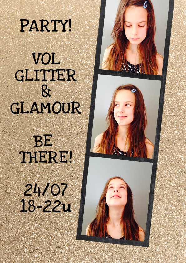 Kinderfeestje tiener glitter uitnodiging meisje - Kinderfeestjes Kinderfeestjes - Kinderfeestje tiener glitter uitnodiging meisje
