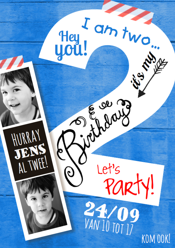 Kinderfeestje uitnodiging 2 jaar jongen - Kinderfeestjes Kinderfeestjes - Kinderfeestje uitnodiging 2 jaar jongen