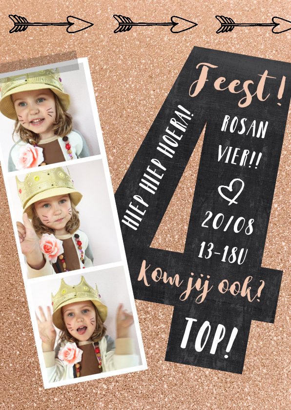 Kinderfeestje uitnodiging 4 jaar schoolbord - Kinderfeestjes Kinderfeestjes - Kinderfeestje uitnodiging 4 jaar schoolbord