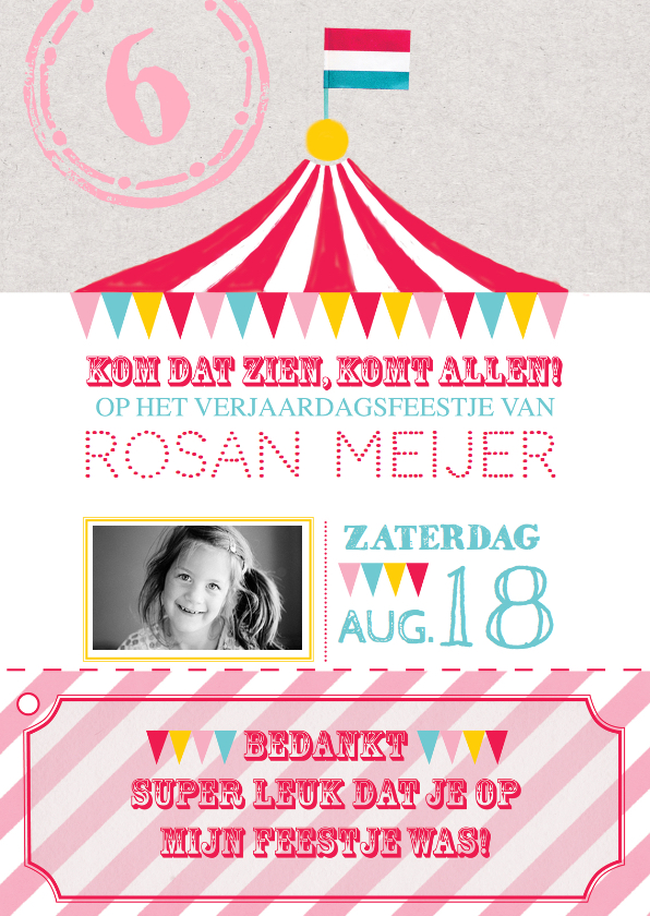 Kinderfeestje uitnodiging & bedank kaartje - Kinderfeestjes Kinderfeestjes - Kinderfeestje uitnodiging & bedank kaartje