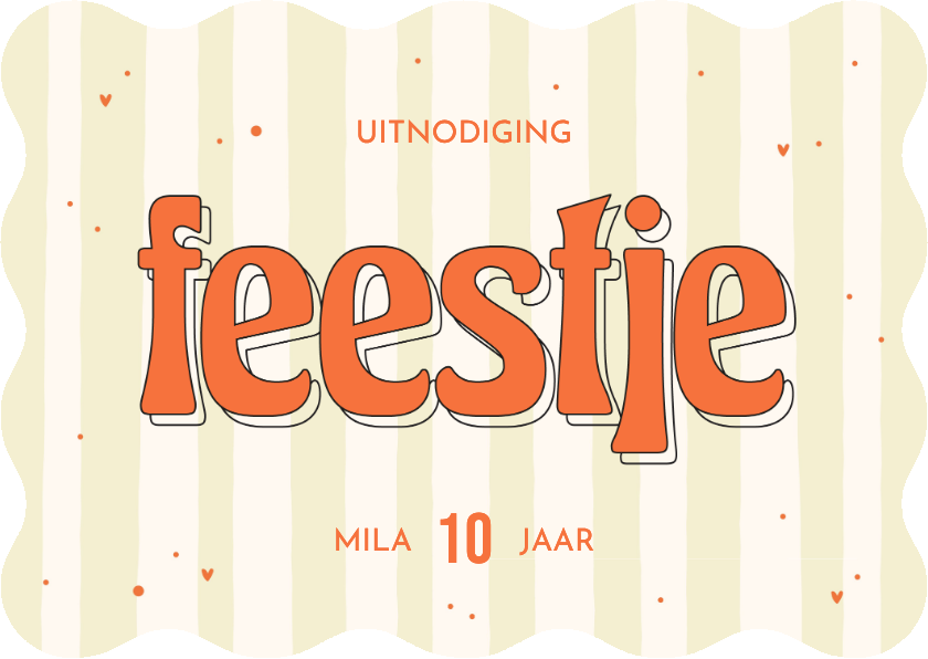 Kinderfeestjes - Kinderfeestje uitnodiging golfvorm met groene streepjes