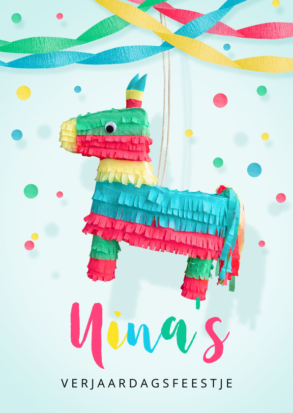 Kinderfeestjes - Kinderfeestje uitnodiging hip ezel piñata voor een meisje