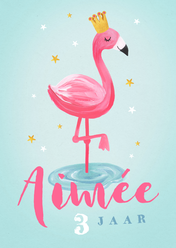 Kinderfeestjes - kinderfeestje uitnodiging hip voor meisje met flamingo