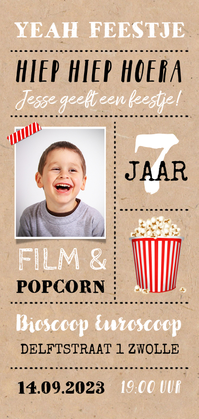 Kinderfeestje uitnodiging kraftlook thema film met foto - Kinderfeestjes Kinderfeestjes - Kinderfeestje uitnodiging kraftlook thema film met foto