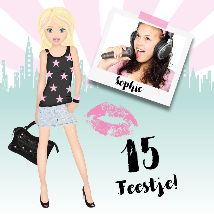 Kinderfeestje uitnodiging meisje fashionista foto - Kinderfeestjes Kinderfeestjes - Kinderfeestje uitnodiging meisje fashionista foto