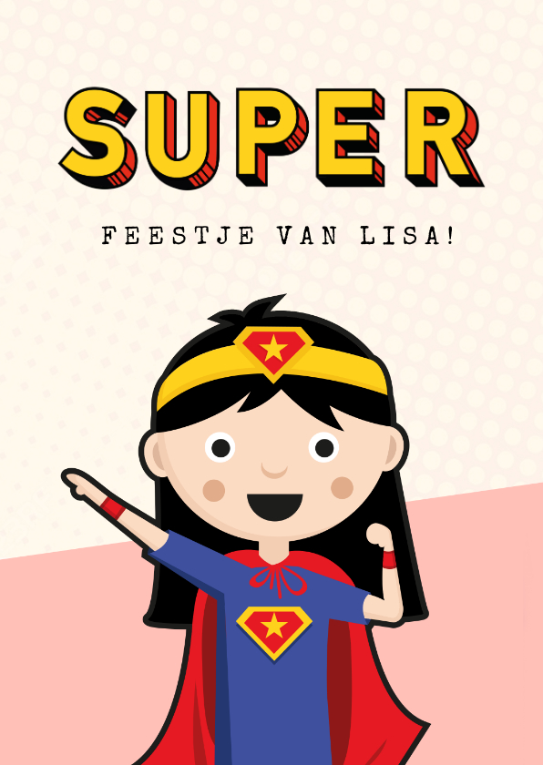 Kinderfeestjes - Kinderfeestje uitnodiging meisje superhelden feestje