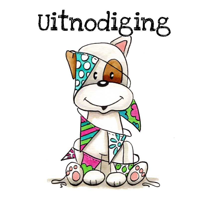 Kinderfeestjes - Kinderfeestje uitnodiging Odey met slingers