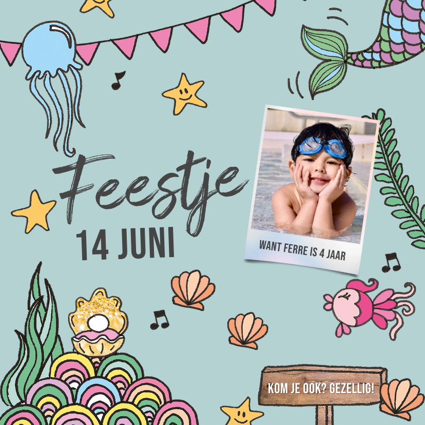 Kinderfeestjes - Kinderfeestje uitnodiging thema zee