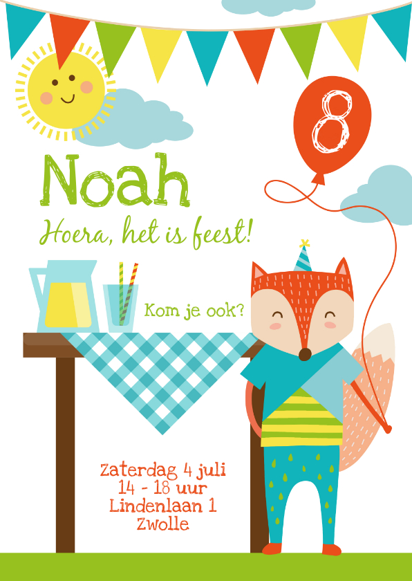 Kinderfeestjes - Kinderfeestje uitnodiging zomerfeestje jongen