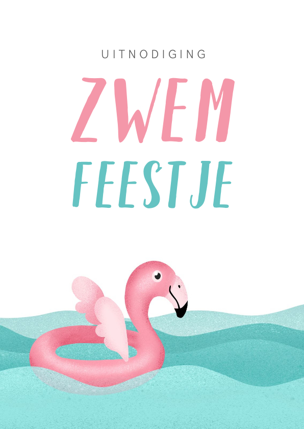 Kinderfeestjes - Kinderfeestje uitnodiging zwemmen flamingo water