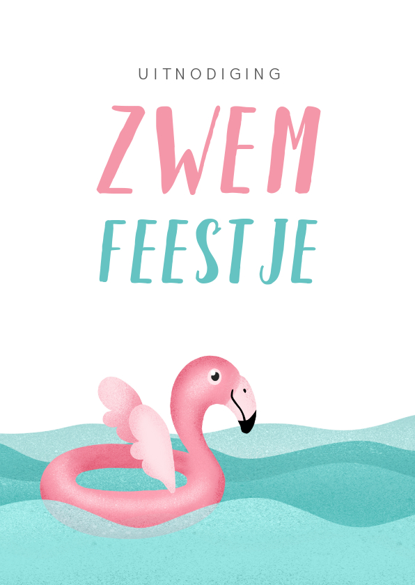 Kinderfeestjes - Kinderfeestje uitnodiging zwemmen flamingo water
