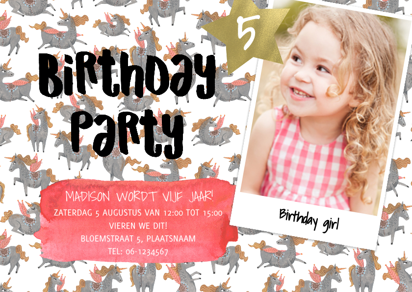 Kinderfeestje unicorn patroon - Kinderfeestjes Kinderfeestjes - Kinderfeestje unicorn patroon