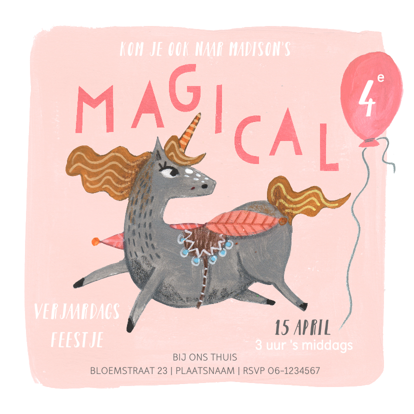 Kinderfeestje Unicorn Roze - Kinderfeestjes Kinderfeestjes - Kinderfeestje Unicorn Roze