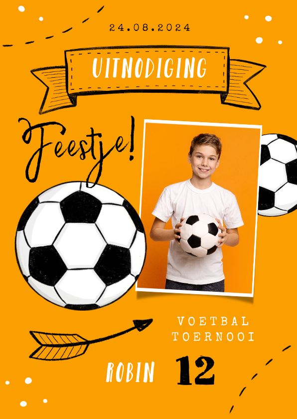 Kinderfeestjes - Kinderfeestje voetbal oranje foto doodle