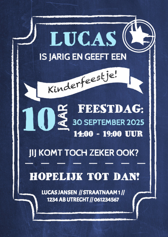 Krijtbord kinderfeestje - DH - Kinderfeestjes Kinderfeestjes - Krijtbord kinderfeestje - DH