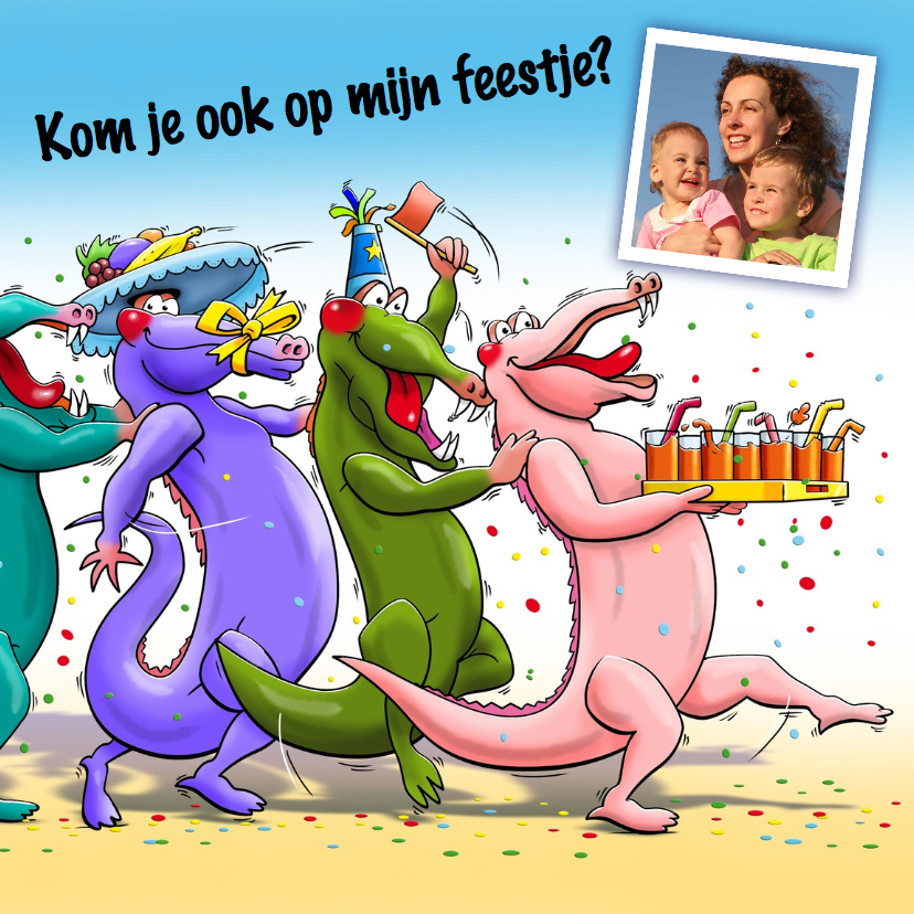 Leuke uitnodiging kinderfeest krokodolle dag met eigen foto - Kinderfeestjes Kinderfeestjes - Leuke uitnodiging kinderfeest krokodolle dag met eigen foto