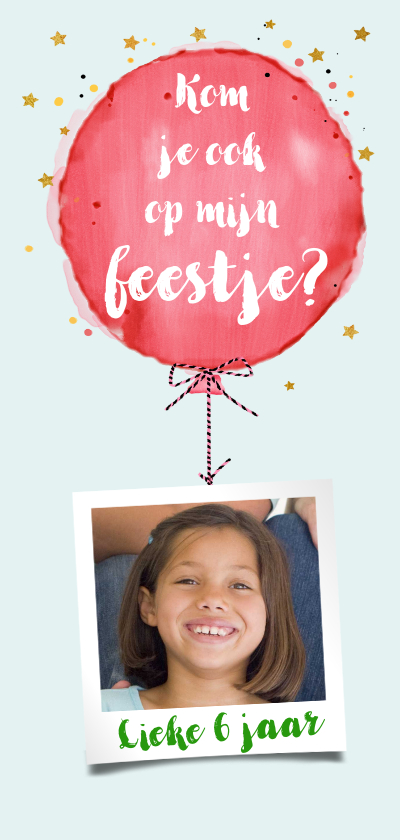 Leuke uitnodiging kinderfeest met rode ballon - Kinderfeestjes Kinderfeestjes - Leuke uitnodiging kinderfeest met rode ballon