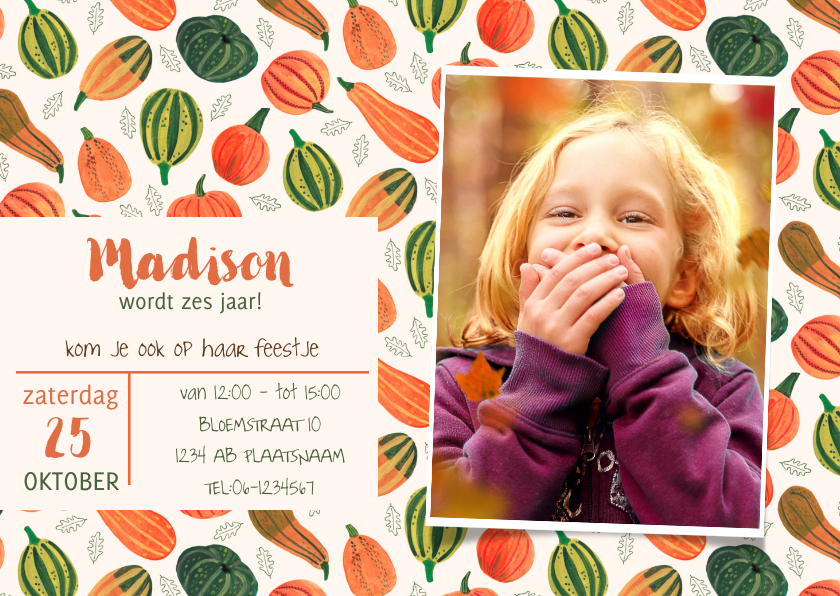 Pompoenen uitnodiging herfst feestje Halloween - Kinderfeestjes Kinderfeestjes - Pompoenen uitnodiging herfst feestje Halloween
