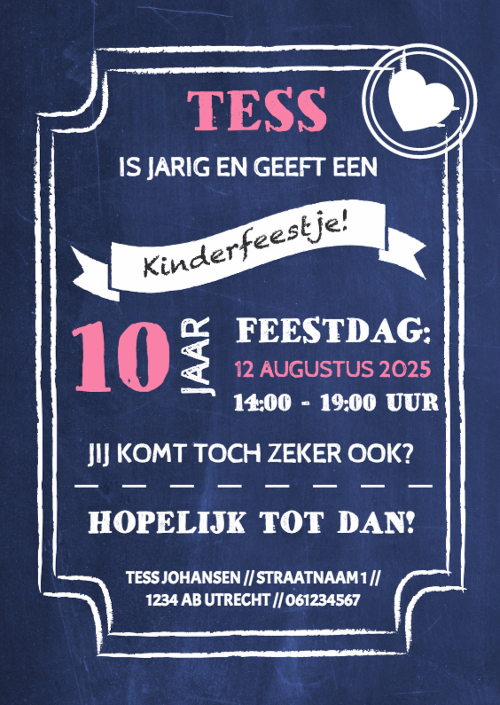 Schoolbord kinderfeestje - DH - Kinderfeestjes Kinderfeestjes - Schoolbord kinderfeestje - DH