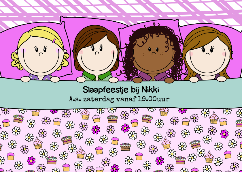 Kinderfeestjes - Slaapfeest meiden in een groot bed
