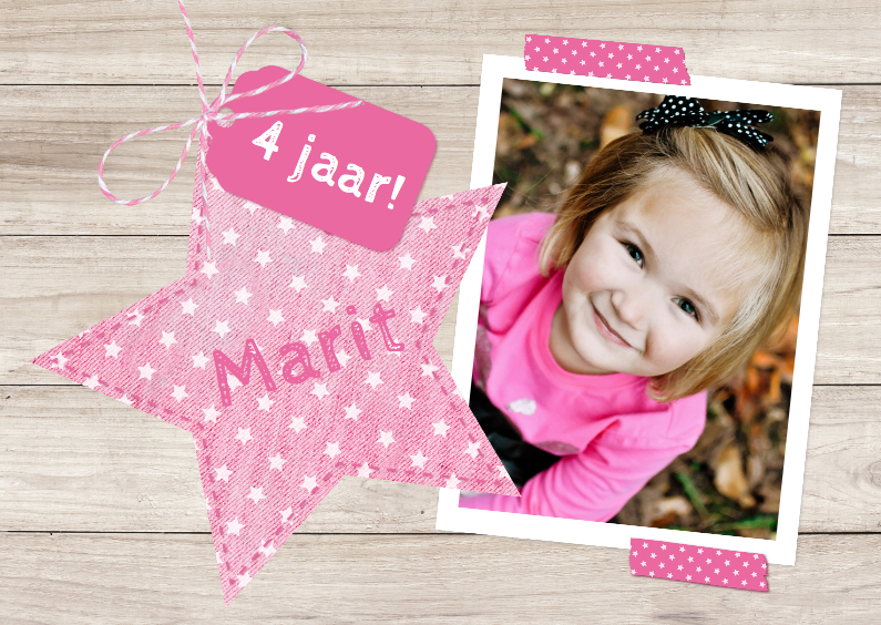 Stoer Hout Spijkerstof Ster Girl - Kinderfeestjes Kinderfeestjes - Stoer Hout Spijkerstof Ster Girl