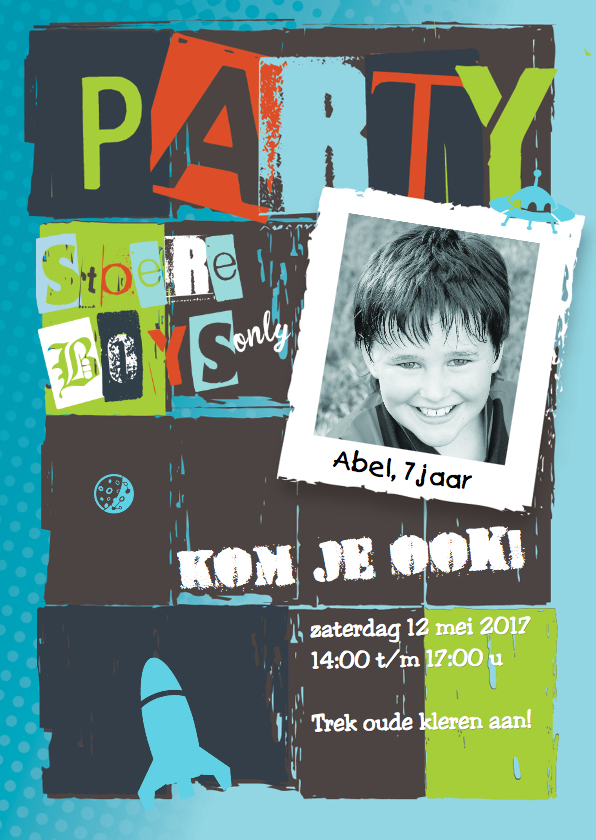 Stoer uitnodiging kinderfeestje Abel - Kinderfeestjes Kinderfeestjes - Stoer uitnodiging kinderfeestje Abel