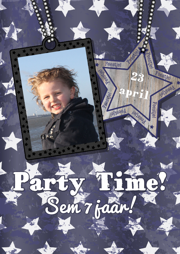 Stoere FOTO uitnodiging sterren - Kinderfeestjes Kinderfeestjes - Stoere FOTO uitnodiging sterren